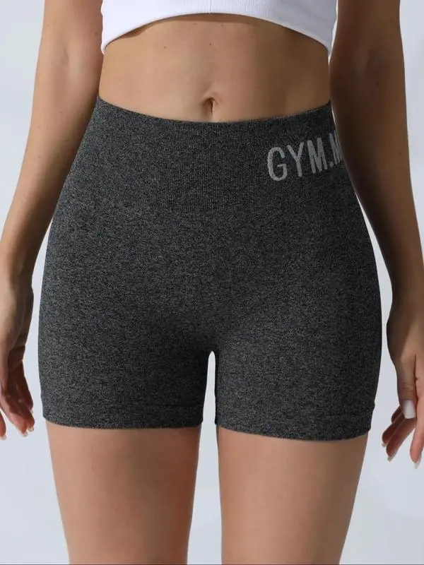 Women's Letter Print High Waist Athletic Sports Shorts (Less than $3!)