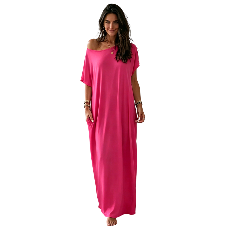 Women's Solid Color Batwing Sleeve Lounge Dress