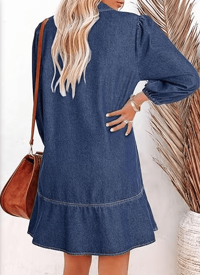 V-Neck Denim Dress — Where Comfort Meets Classic Style