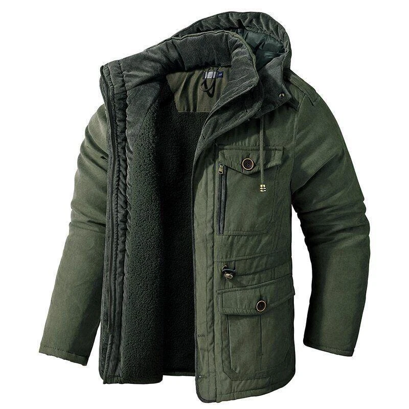 Men's Warm Winter Parka Fleece Coat Thick Padded Hooded Outdoor Casual Jacket