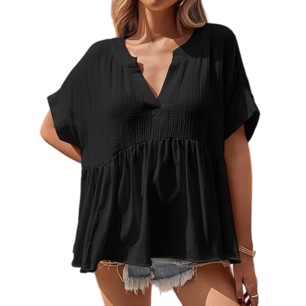 Womens Summer Babydoll Tops V Neck