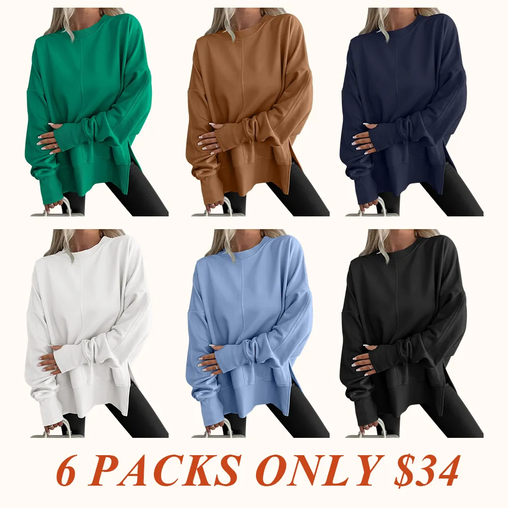 Women Oversized Sweatshirts Thumbhole Long Sleeve Hoodies Shirts