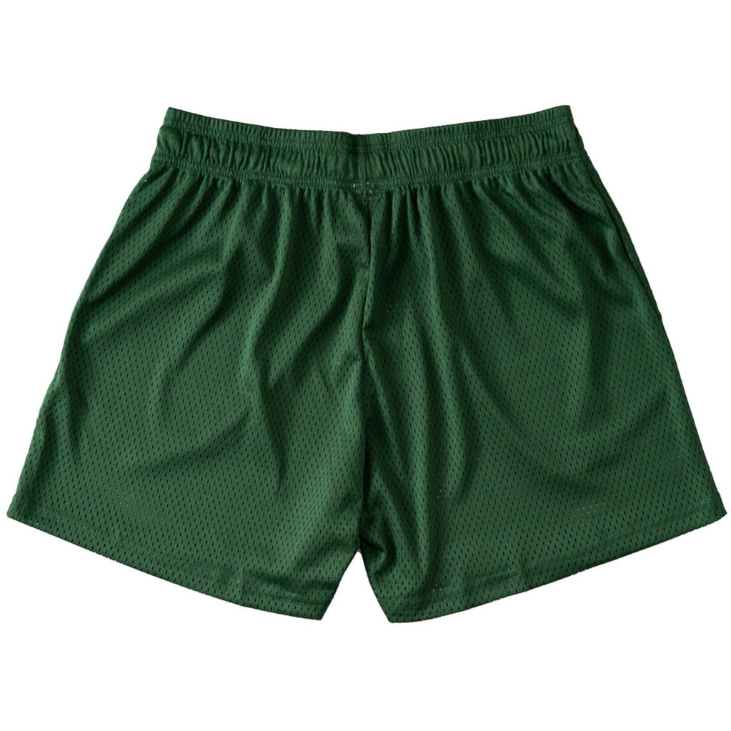 VENTED MESH SHORTS SCRIPT - GREEN / GOLD