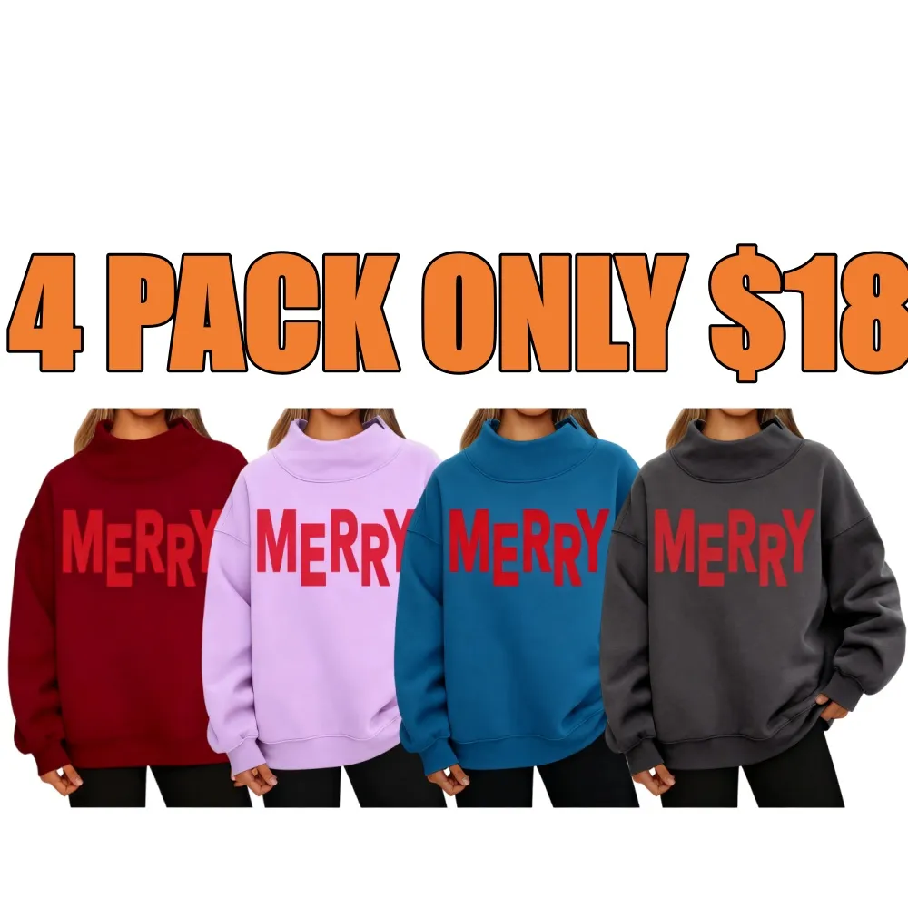 Merry Christmas Puff Print Design Sweatshirt