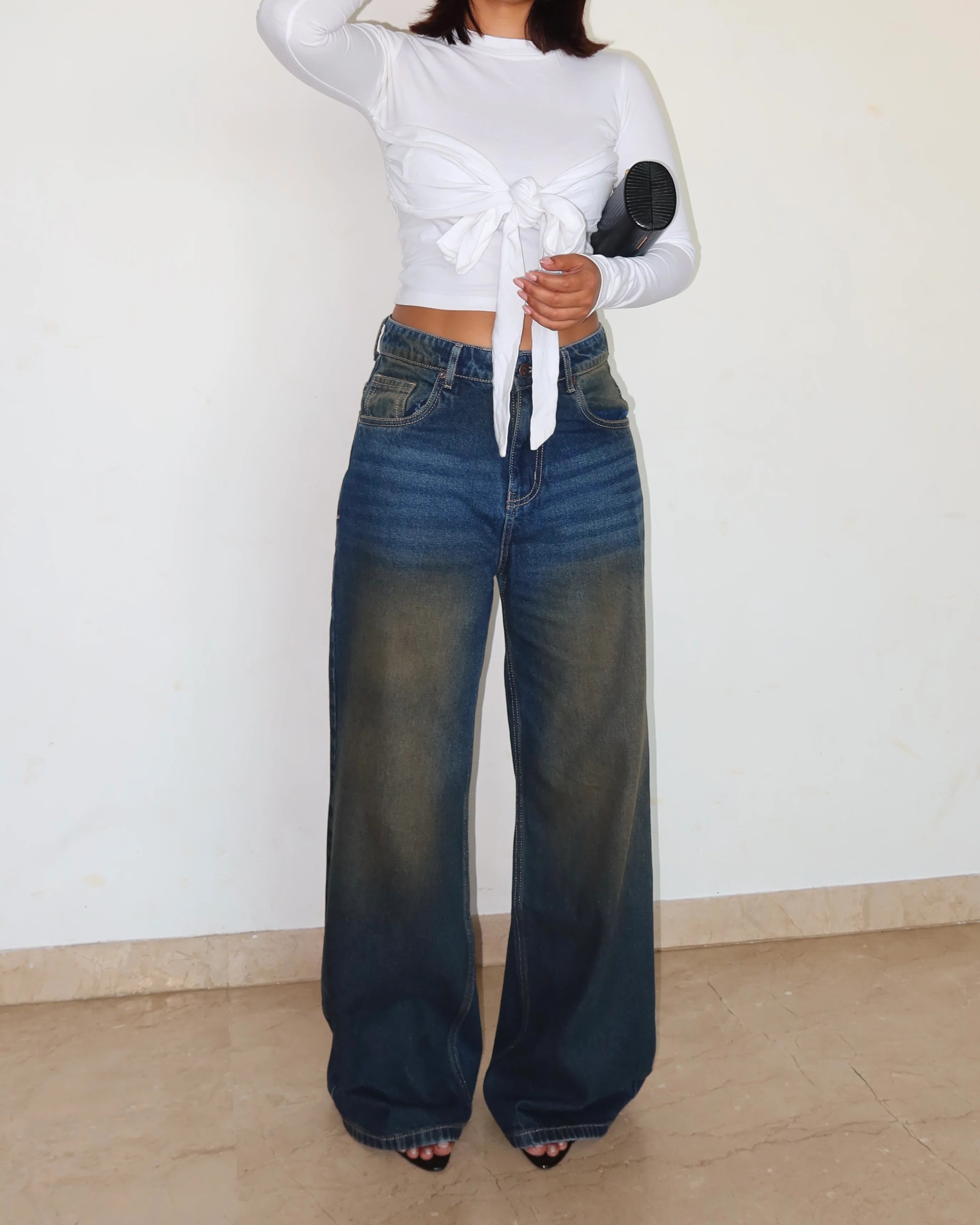 Desert Blue Dust Wide Leg Jeans