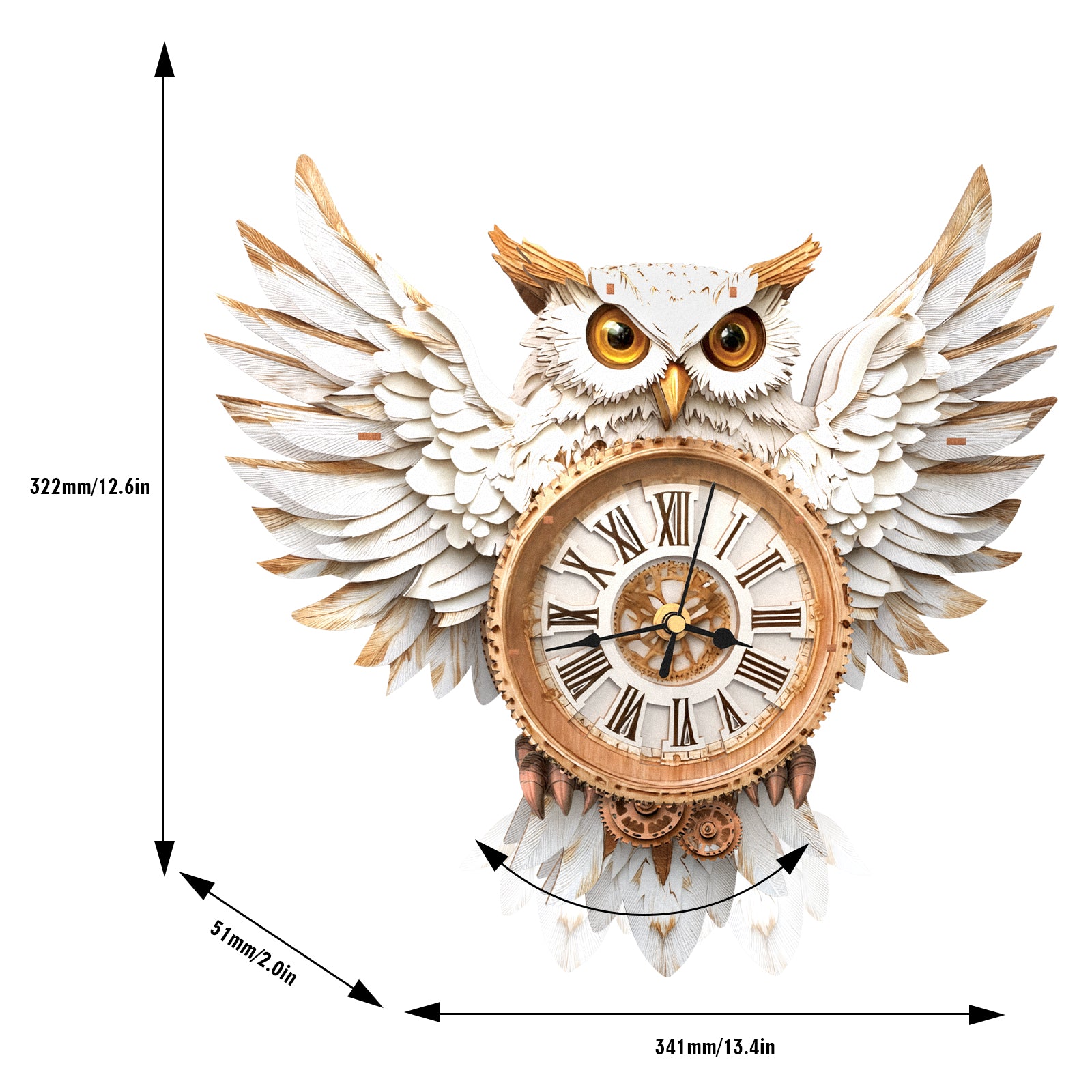 Snowy Owl– DIY Wooden Clock, 3D Puzzle Craft Kit