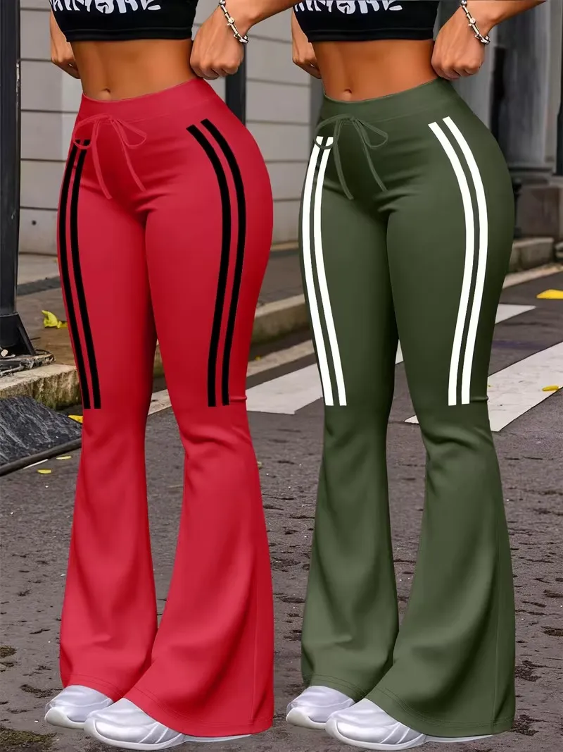 Women's Casual Fashion Long Pants, Unique Print, Drawstring Waist, Milk Silk Yoga Pants