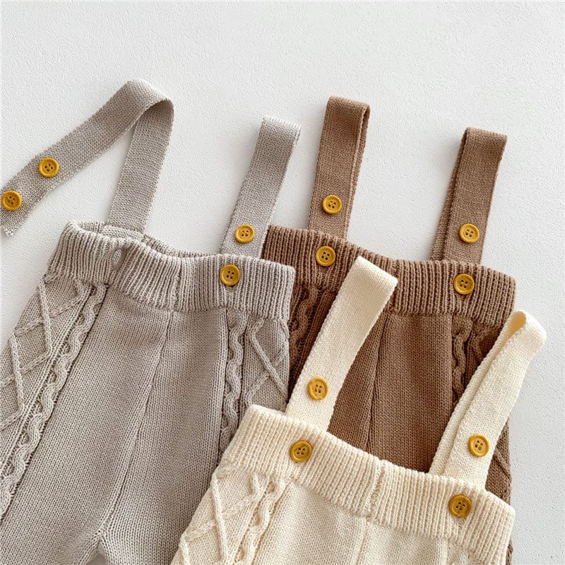 Baby Solid Color Knitted Sweater Overalls