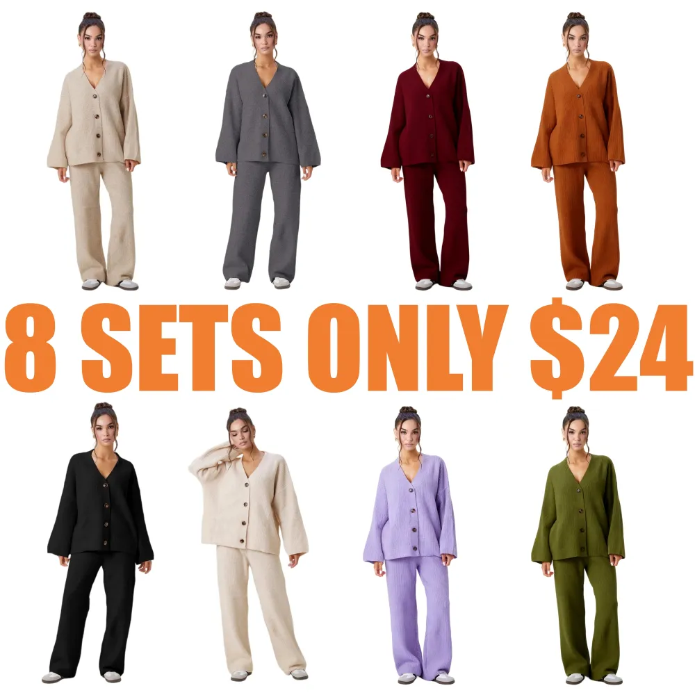 Women's Slouchy Solid Color V-Neck Button-Up Long Sleeve