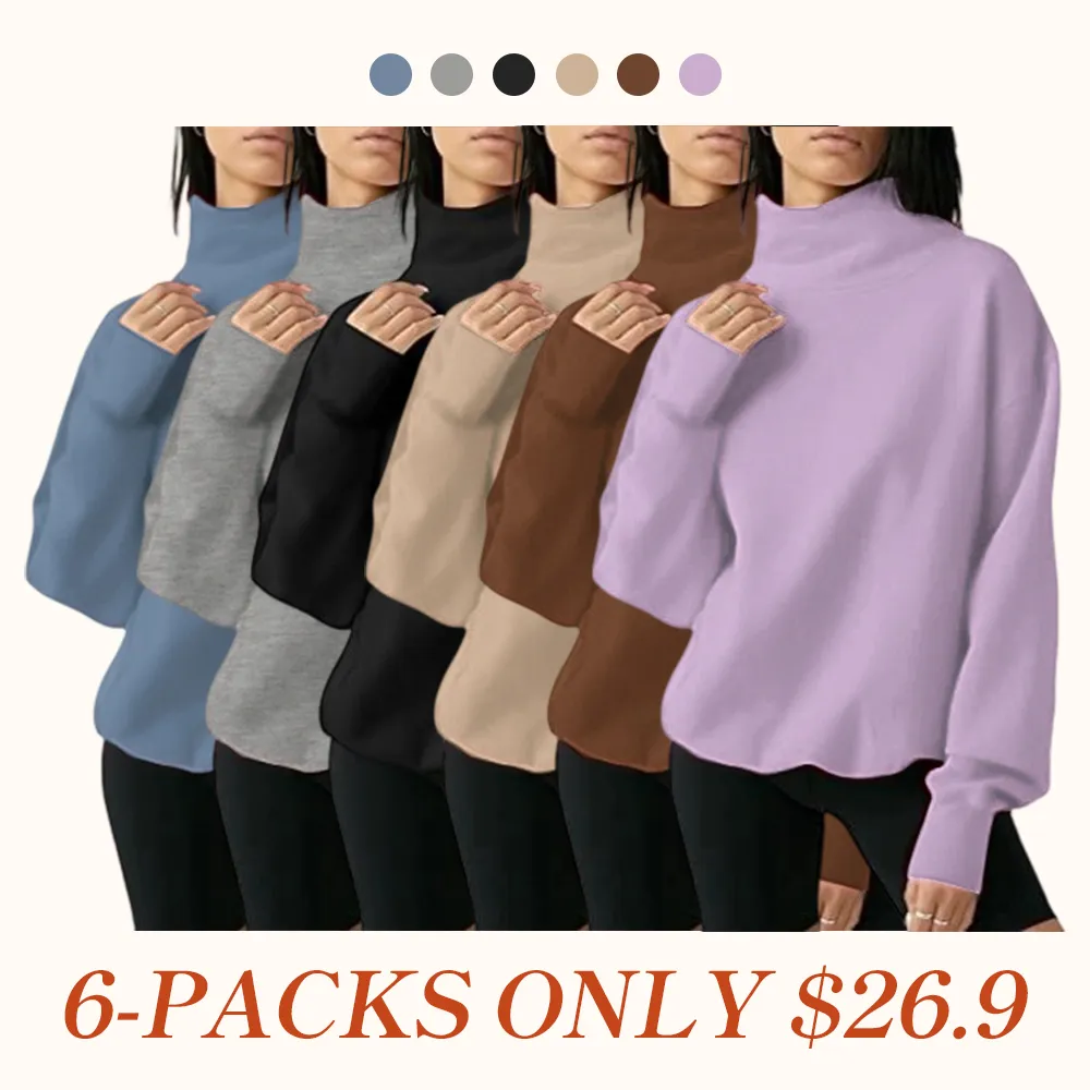 Women's Oversized Turtleneck Sweatshirt Long Sleeve Pullover Casual Tops