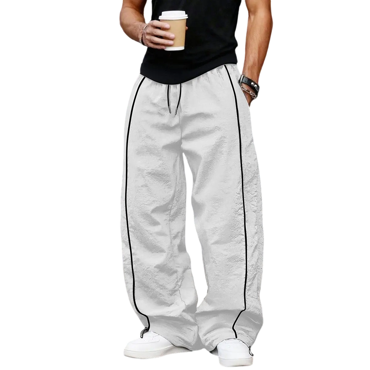 Men's Casual Striped Printed Comfortable Straight-Leg Sports Pants
