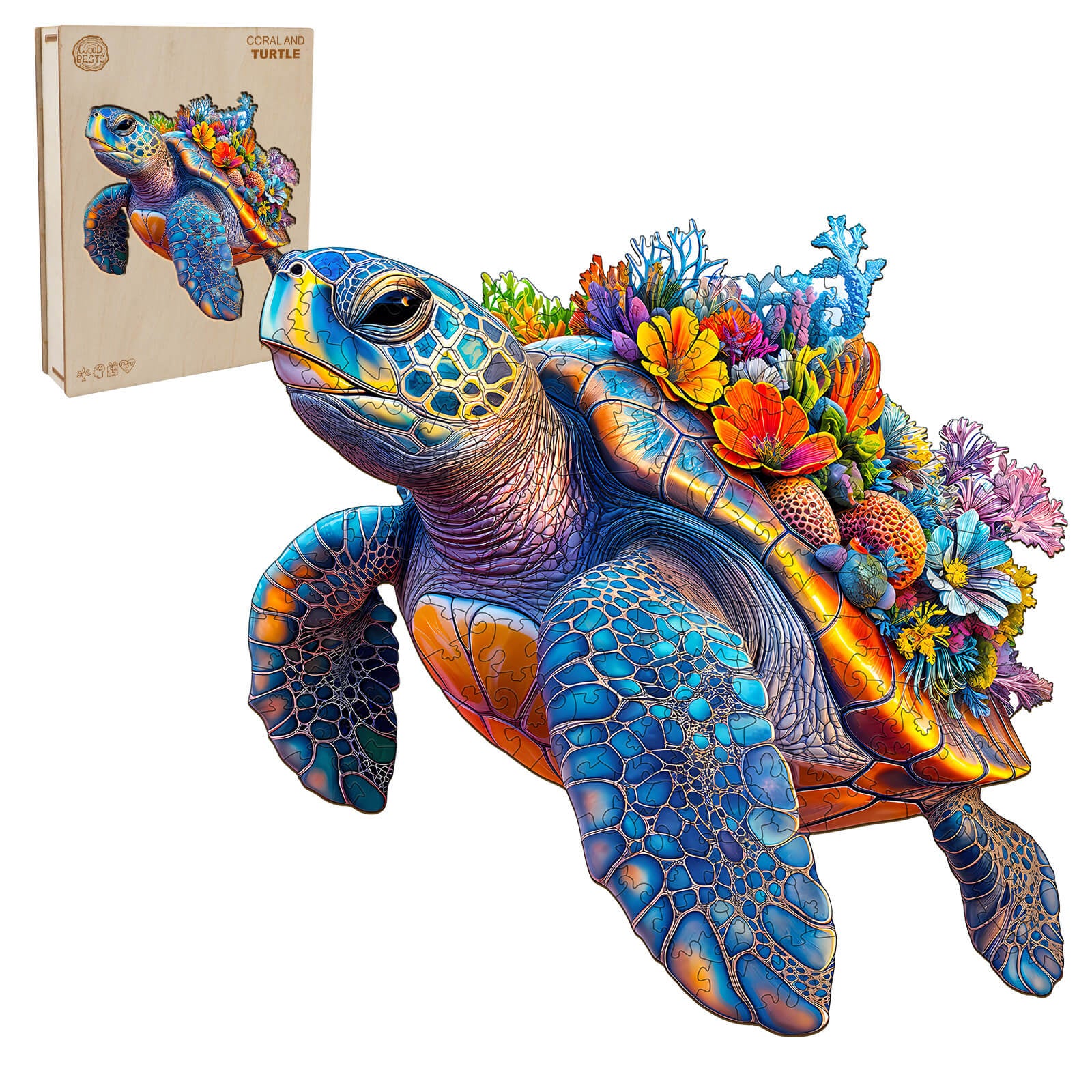Coral and Turtle Wooden Jigsaw Puzzle