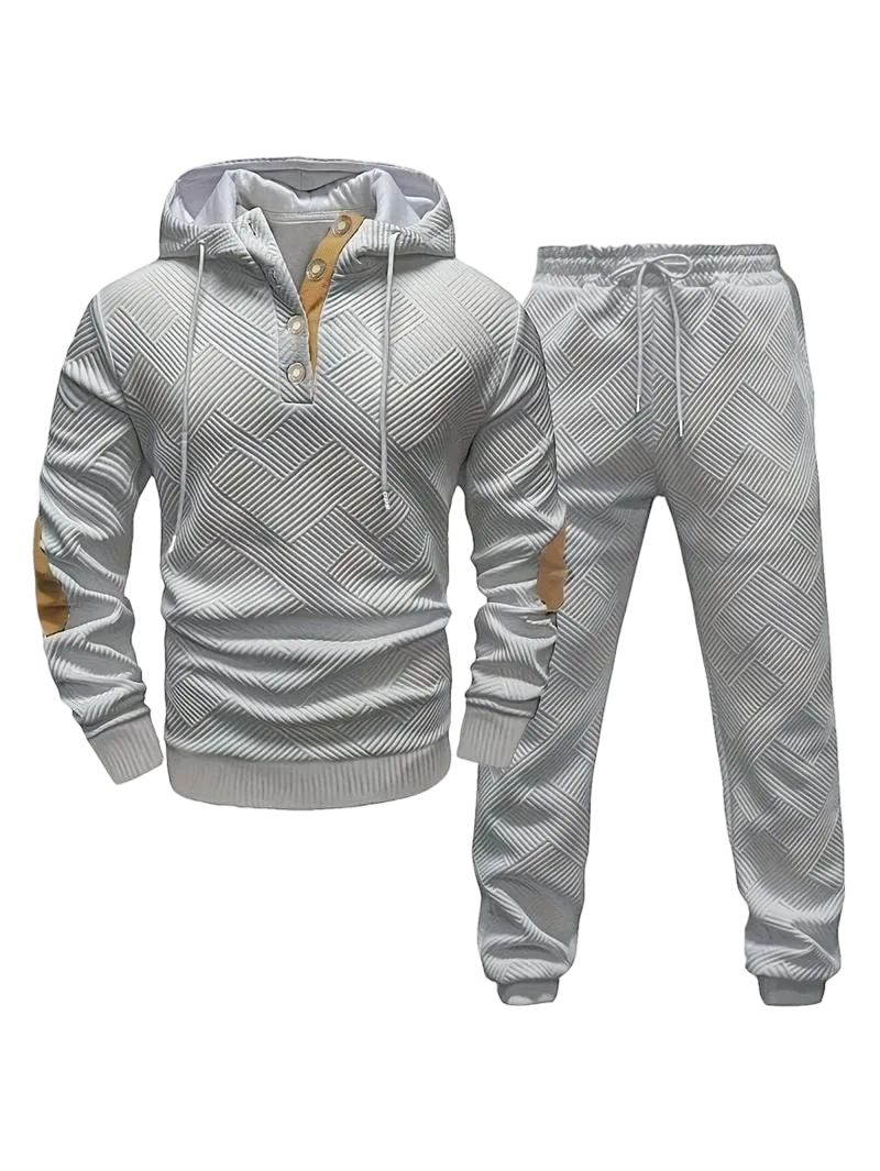 Men's knit jacquard sweatshirt and pants two-piece set