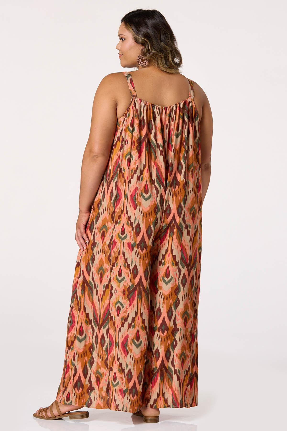 Plus Size Beaded Ikat Genie Jumpsuit