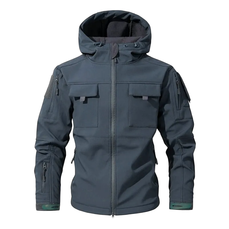 Men's Multi-Pocket Workwear Hooded Jacket, Fleece Waterproof Jacket