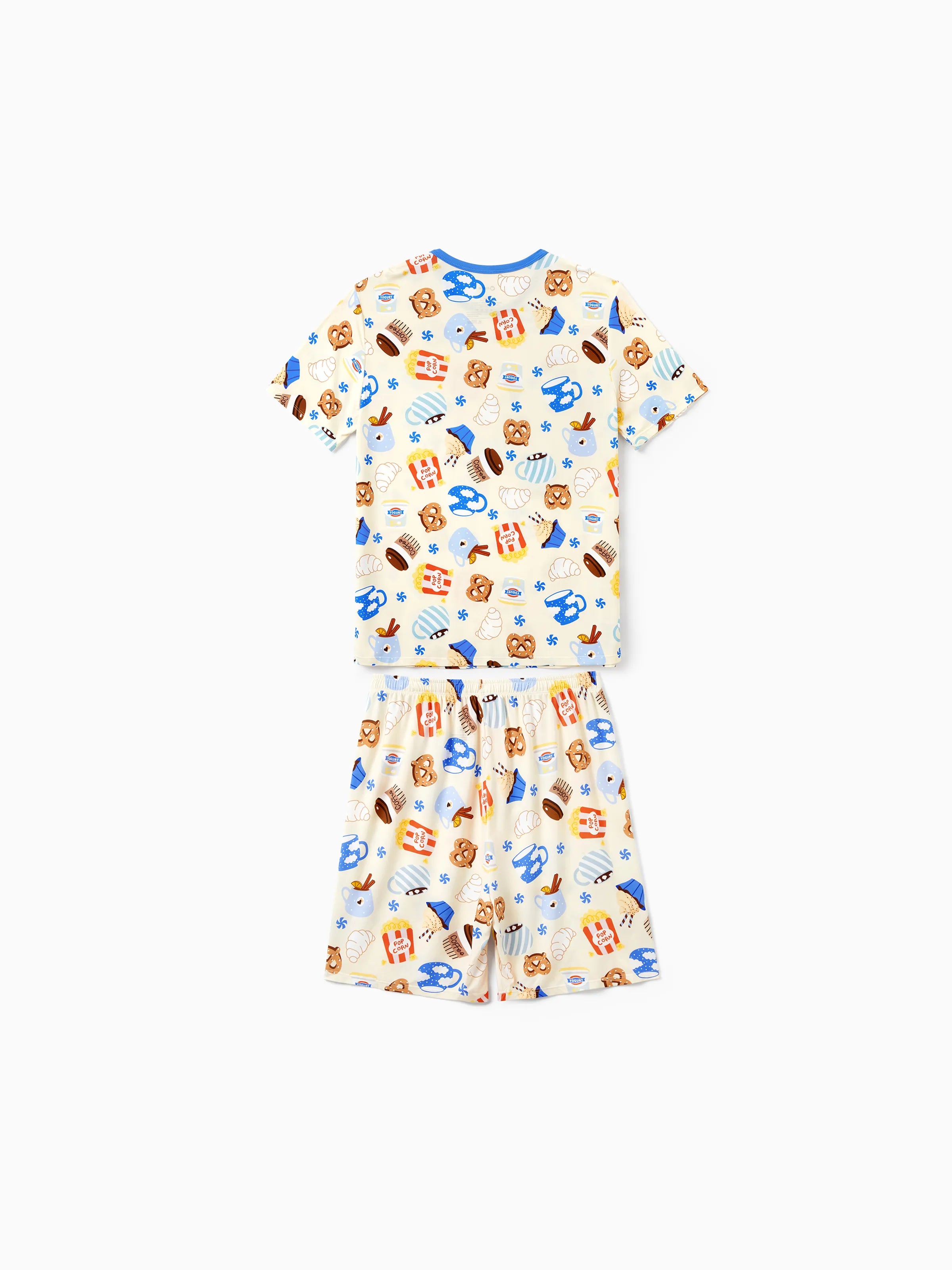 Family Matching Bamboo Pajamas Buttery Soft Bamboo Viscose PJs for Men Women Kids Toddler Baby, Cozy Dessert Print Short-sleeve Sleepwear Blue