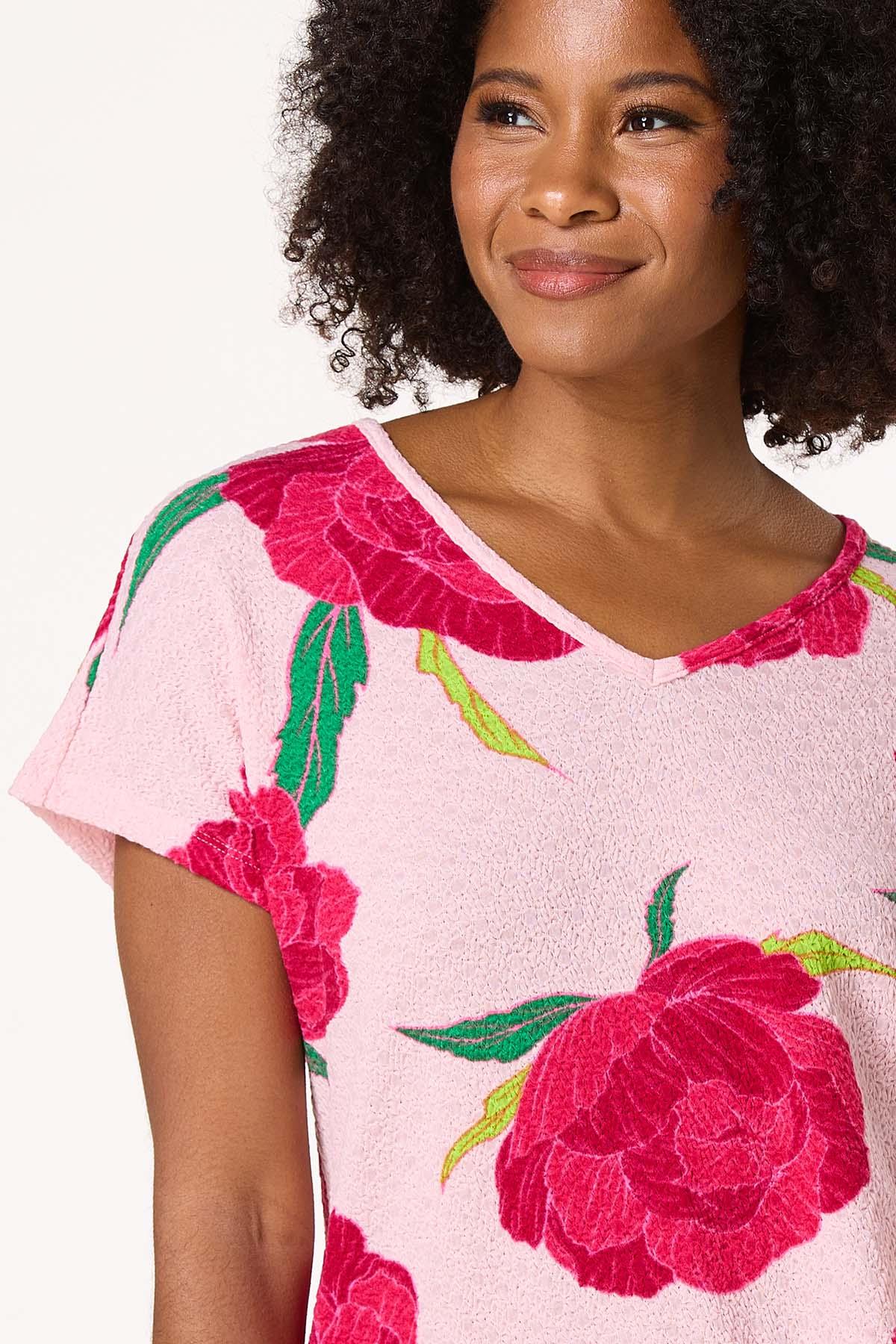 Textured Floral Side Tie Tunic