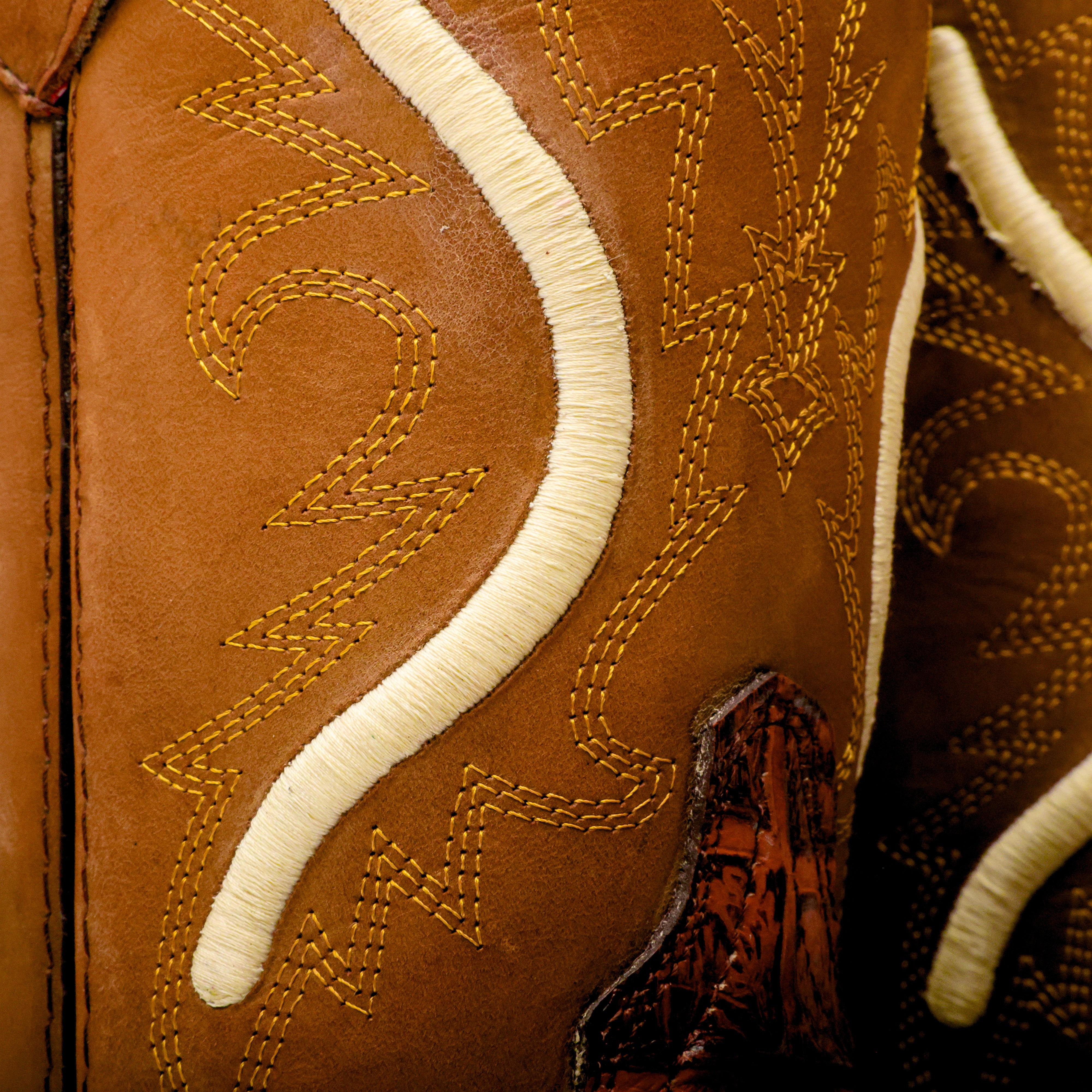 Cognac Caiman Belly Leather Boots With 3D Lightweight Sole - Composite Toe