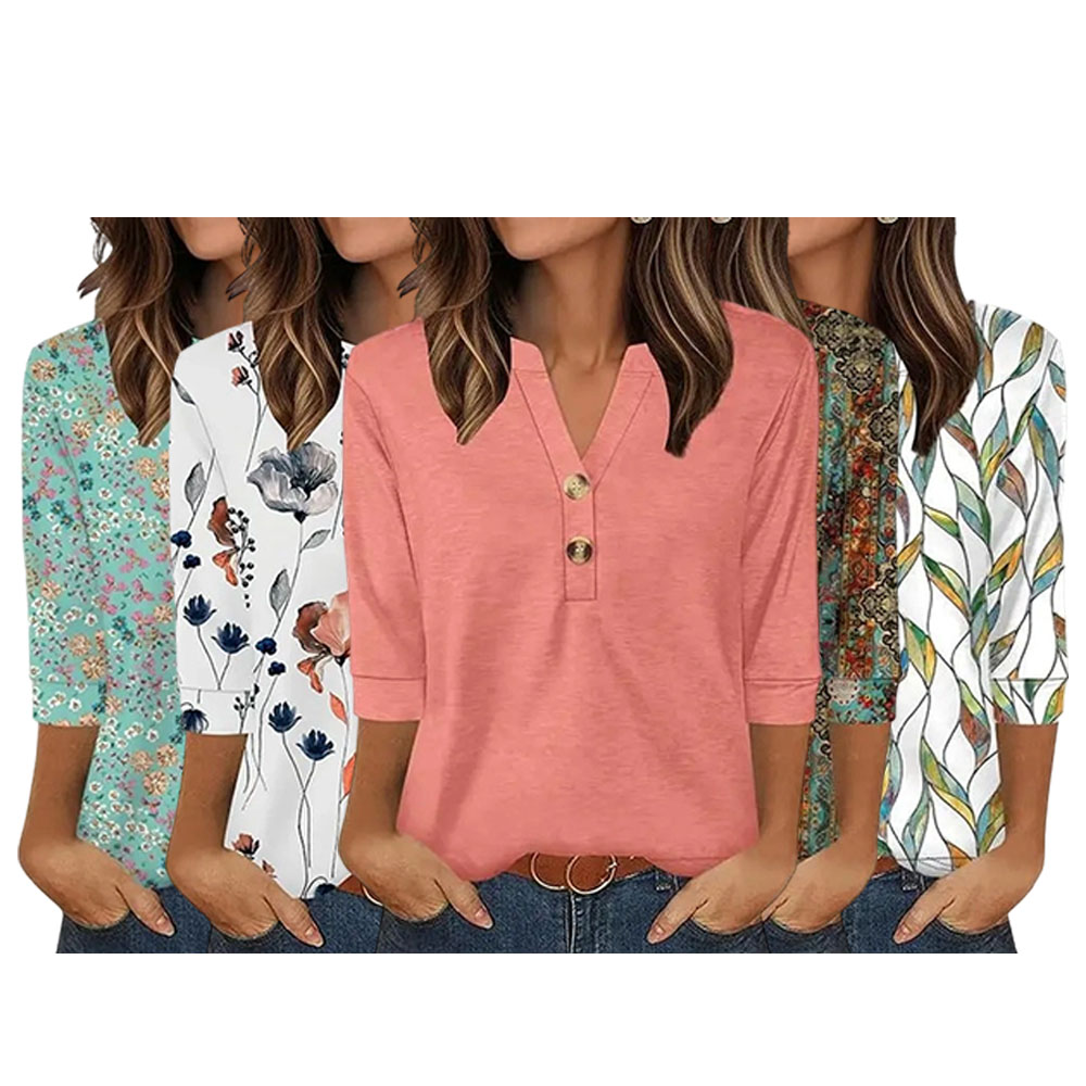 Womens Tops 3/4 Sleeve Heley Shirts for Women Summer Fashion 2026 Blouses Beach Vacation Clothes SpringStatements