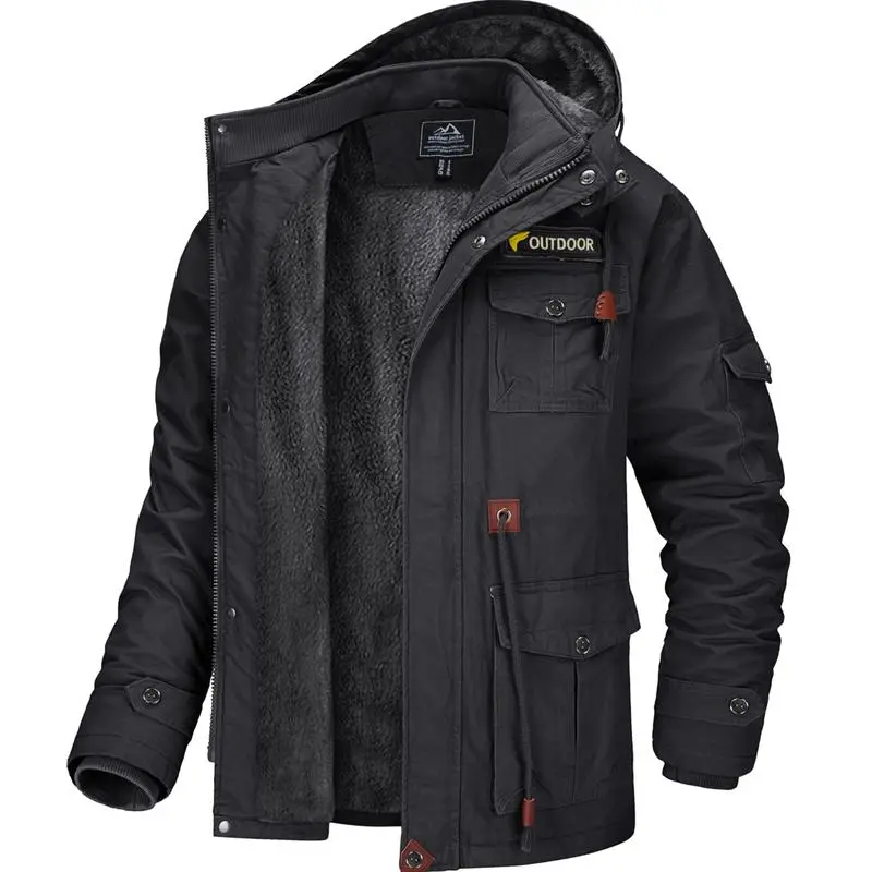 6 PACK Men's Winter Coat Jacket Fleece Lined Parka Cotton Cargo Jacket Menswear Tops Long Sleeve Warm Thermal Hoodie