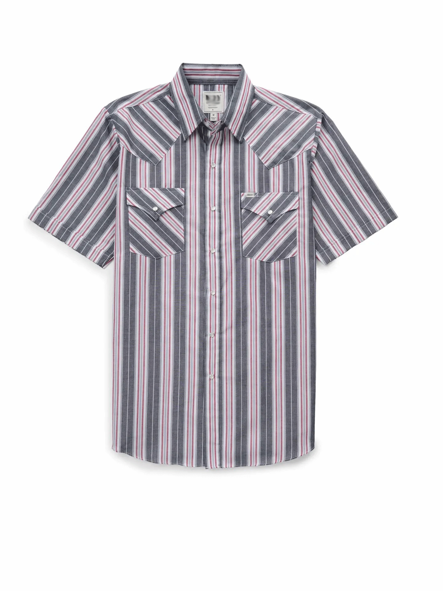 Men’s Western Stripe Snap Button Shirt – Short Sleeve Casual Cowboy Style