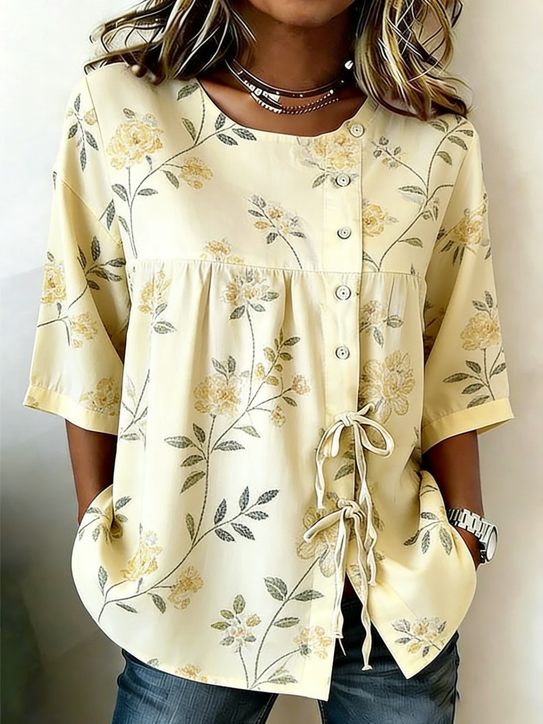 Women's Retro Floral Print Top- Fast Shipping