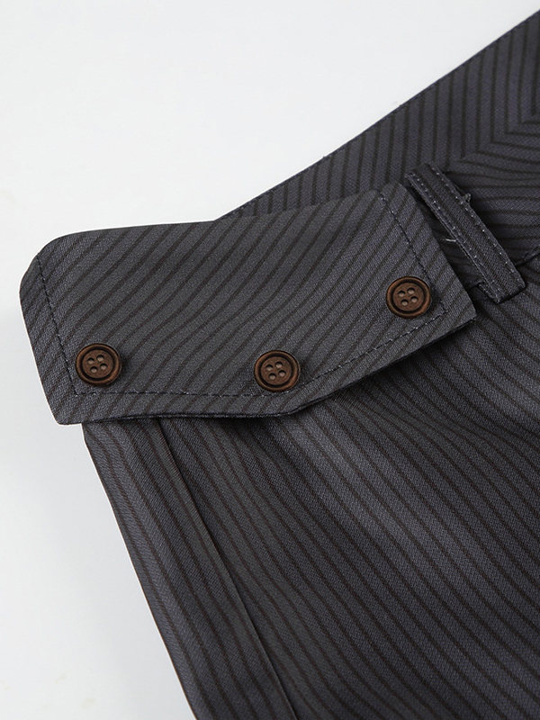 Striped Flared Straight Pants In Dark Gray