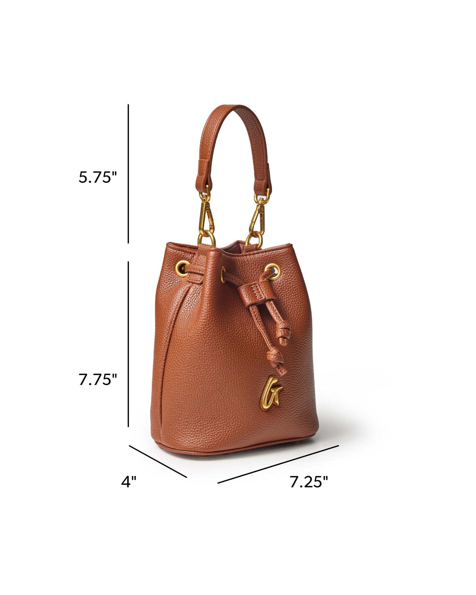 MINI PEBBLE BUCKET BAG - BROWN