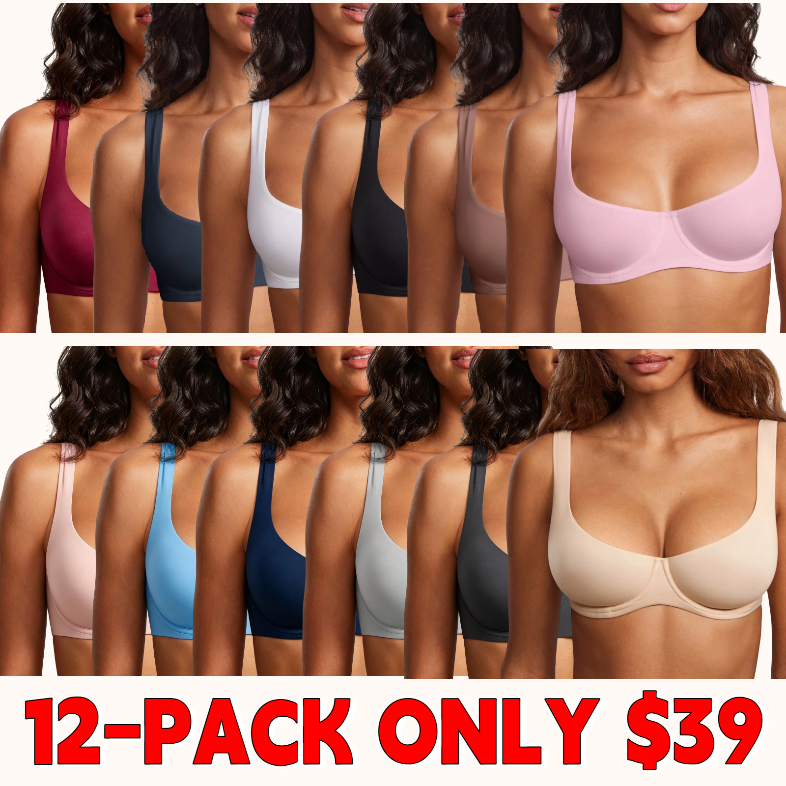 Unlined Balconette Bra No Padded Underwired Double Layer Cup Adjustable Straps Soft Stretchy Invisible Under Low Cut Tops