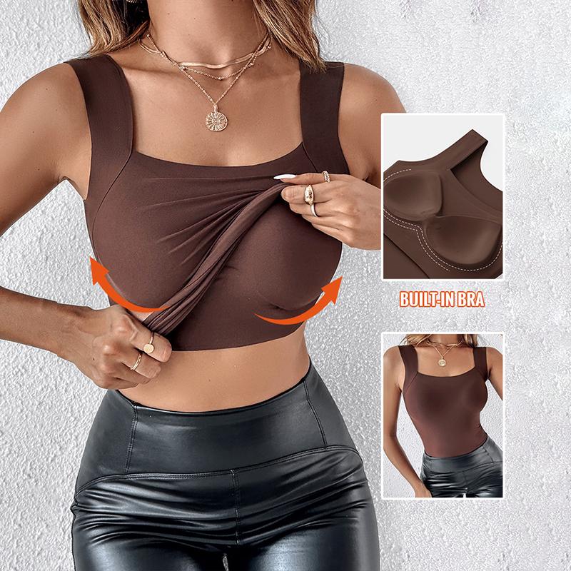 Women's Seamless Shaping Tank Top with Built-in Bra