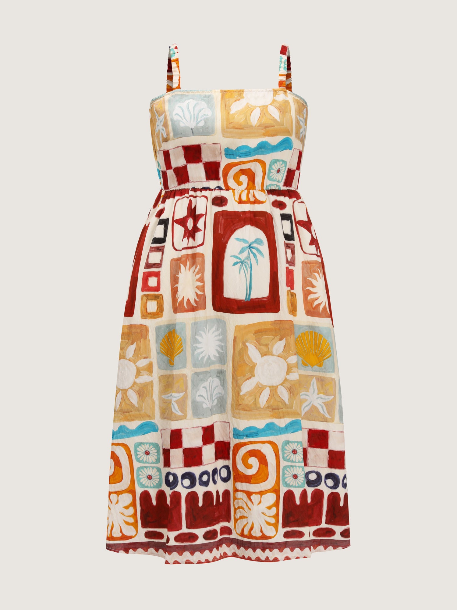 Playful Collage Print Cami Midi Dress