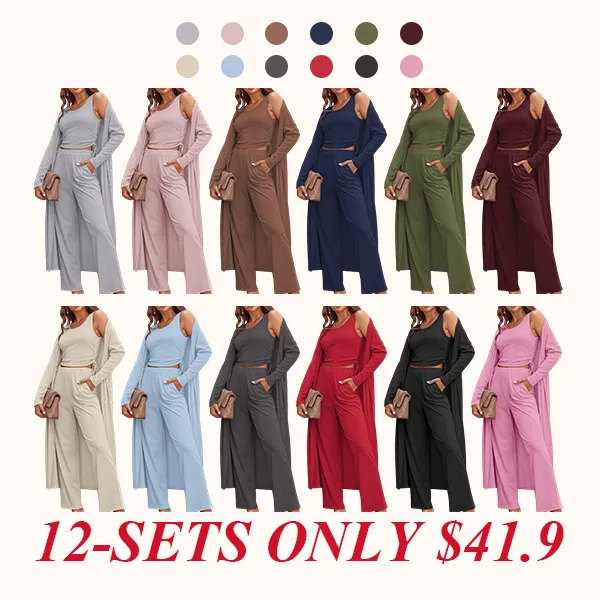 Women's Lightweight Sleepwear 3-Piece Set Sportswear