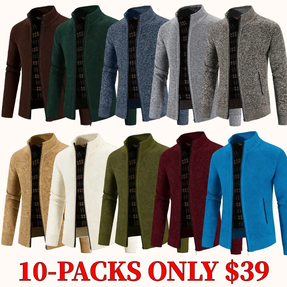 Men's solid color long-sleeved cardigan