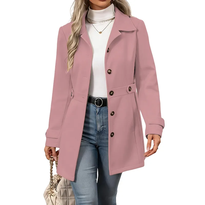 Women's Elegant Overcoat Notched Shawl Collar Single Breasted Outerwear Winter Long Coat