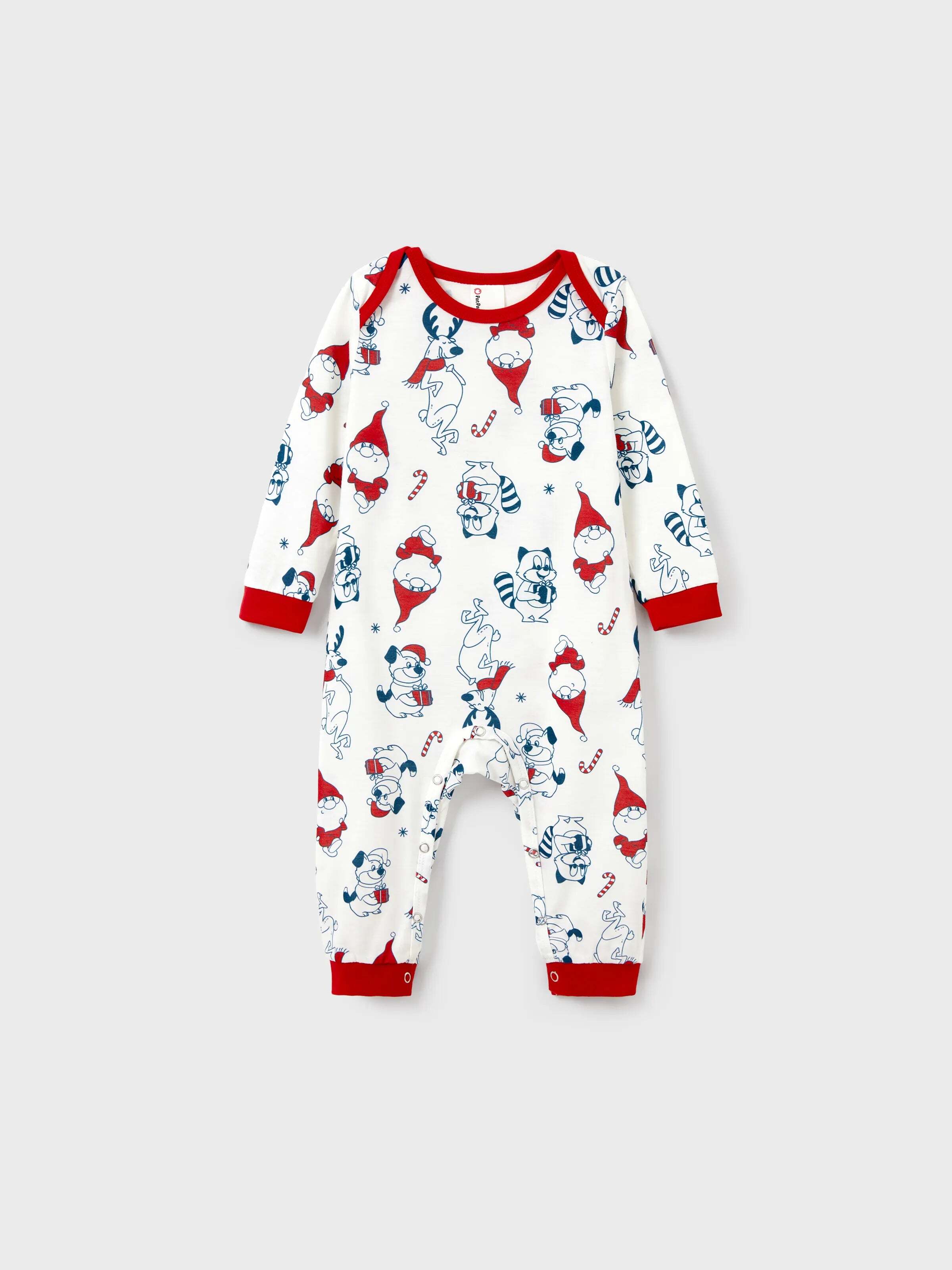 Christmas Matching Family Pajamas Set Santa Claus and Dogs Print PJS with Christmas Socks White