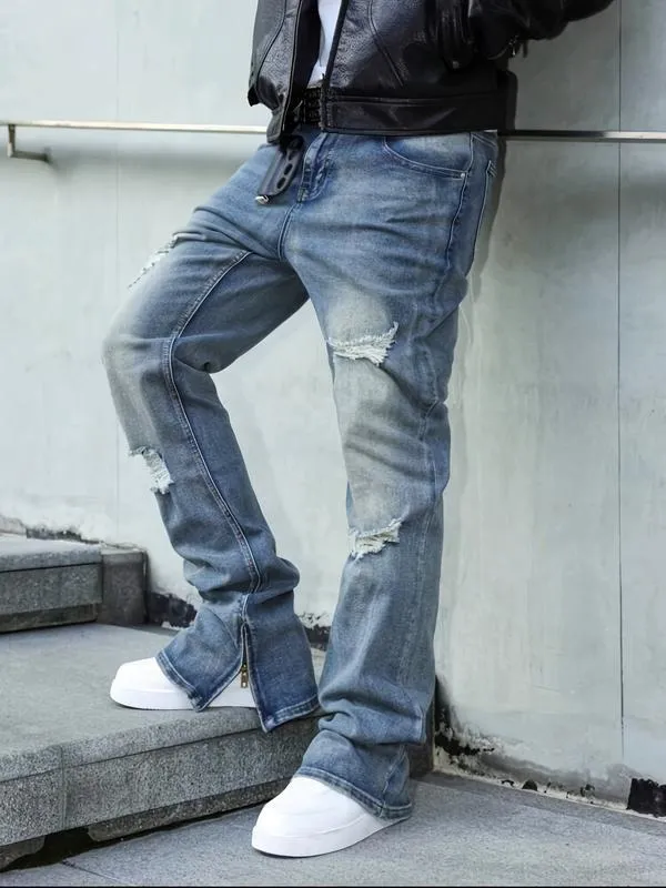 Men's Fashion Jeans, Loose Straight Casual Pants, American Retro Style, Slight Flare Design
