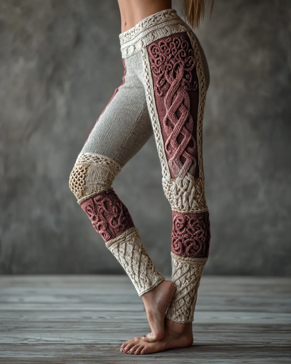 Vintage Tree Of Life  Celtic Knit Art Cozy Leggings