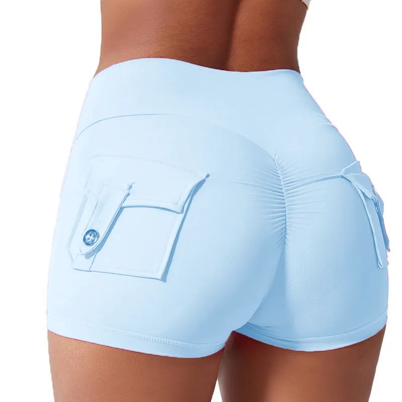 Women's High Waist Ruched Skinny Sports Shorts