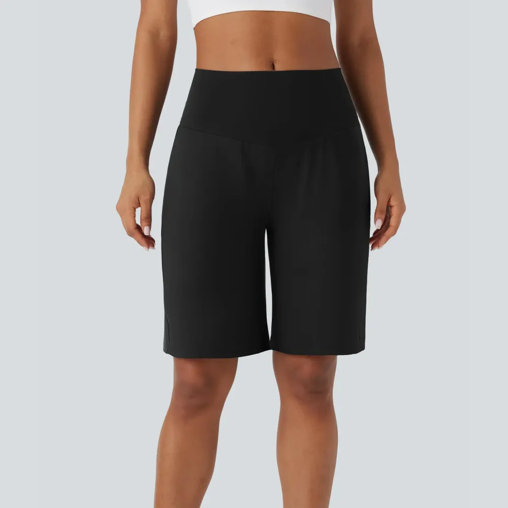 Airy High Waisted Pockets Cool Touch Yoga Bermuda Shorts