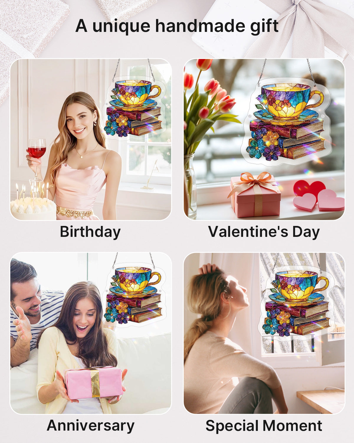 Radiant Bloom Teacup Light Suncatcher-Acrylic Window Art