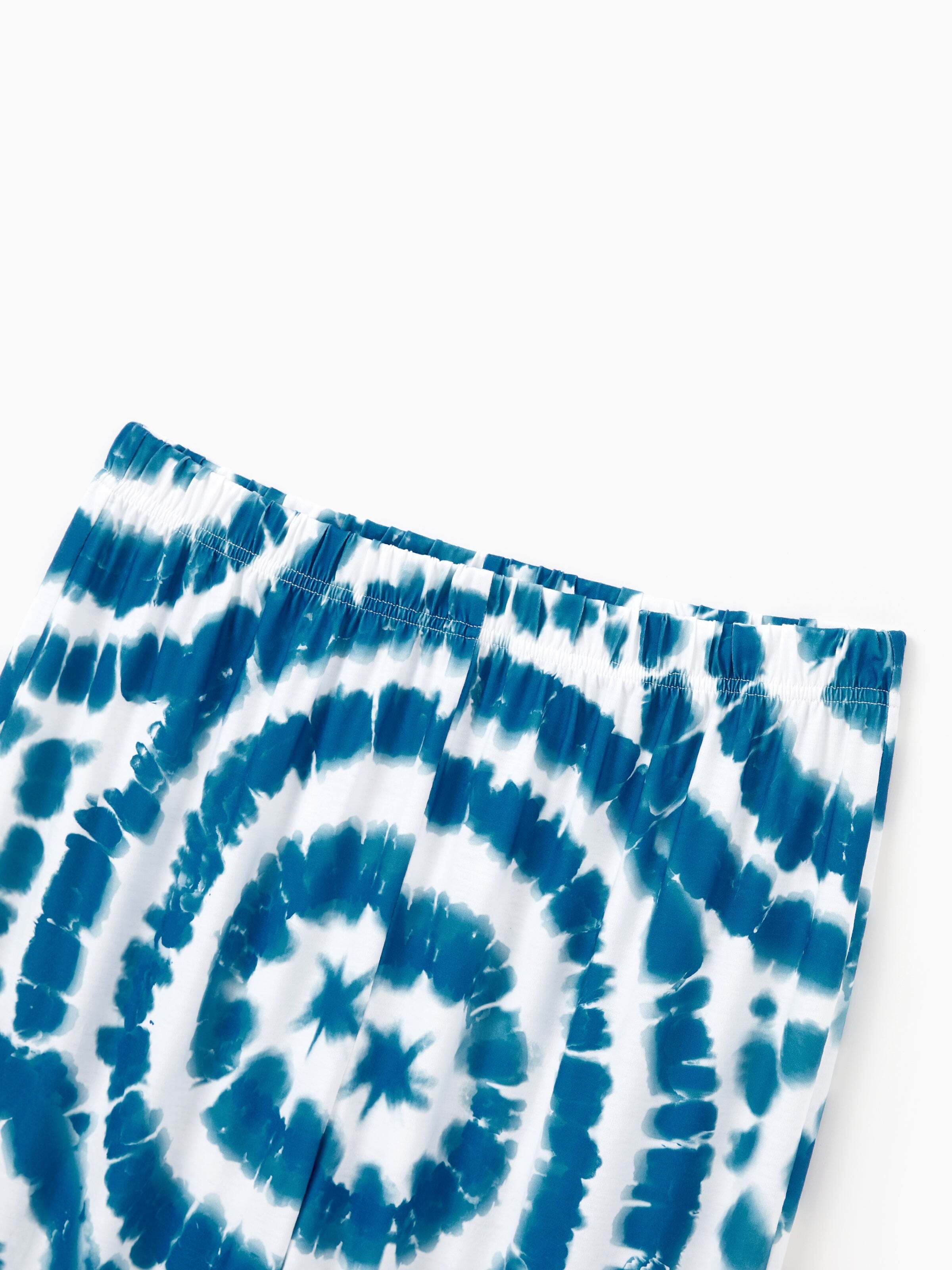 Christmas Matching Family Pajamas Set Tie-dye Snowman Print Blue PJS with Christmas Socks Deep Blue