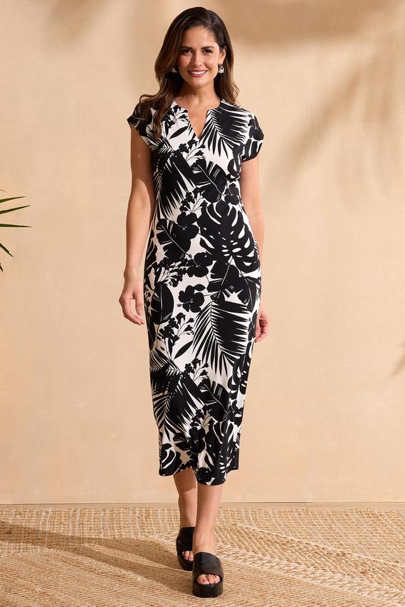Tropical Palm Midi Dress
