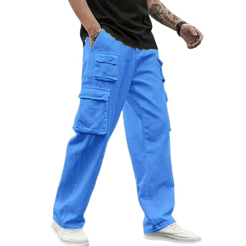 Men's Multi-Pocket Cargo Joggers, Solid Color Lightweight Casual Pants