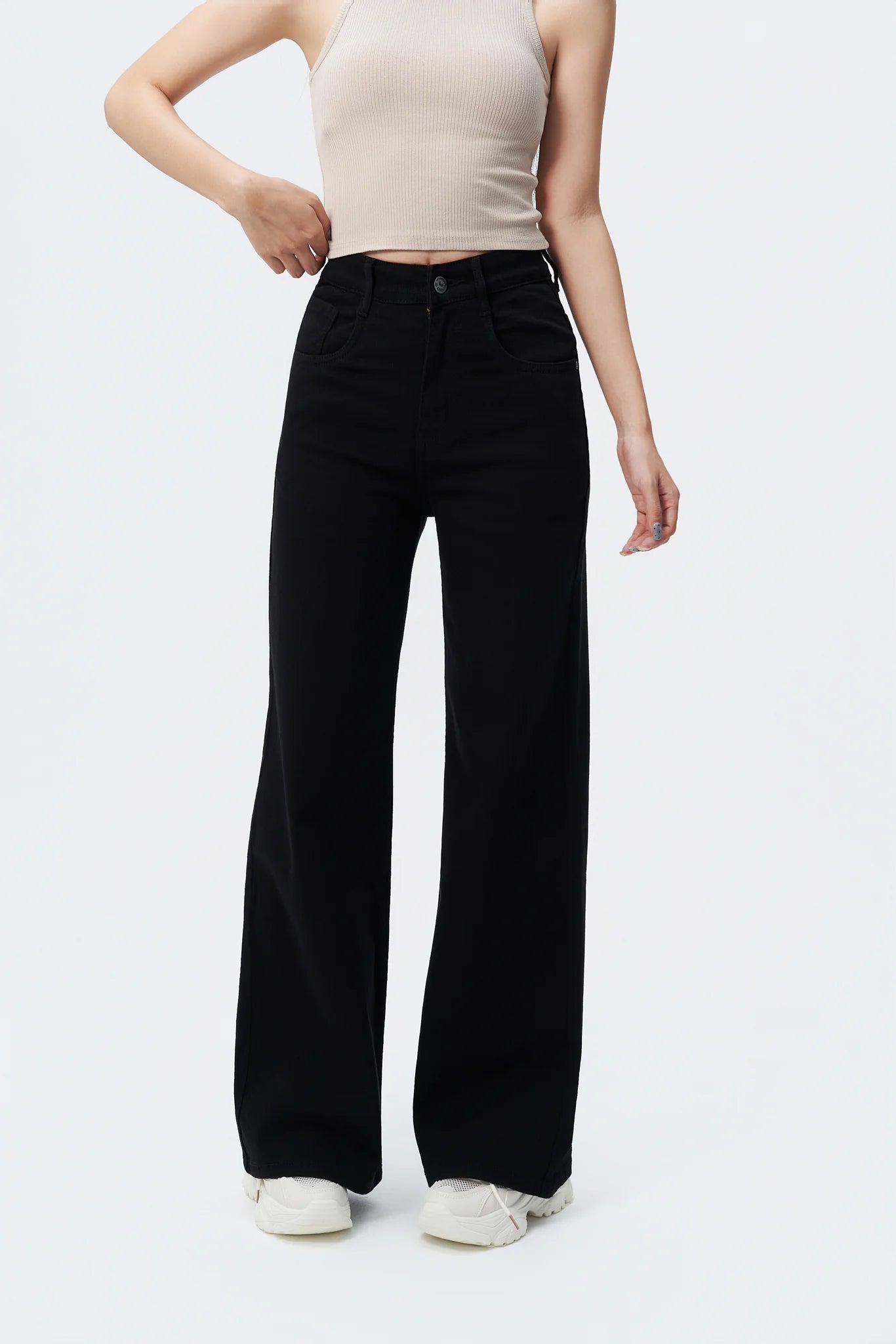 Black Wide Leg High Rise Jeans