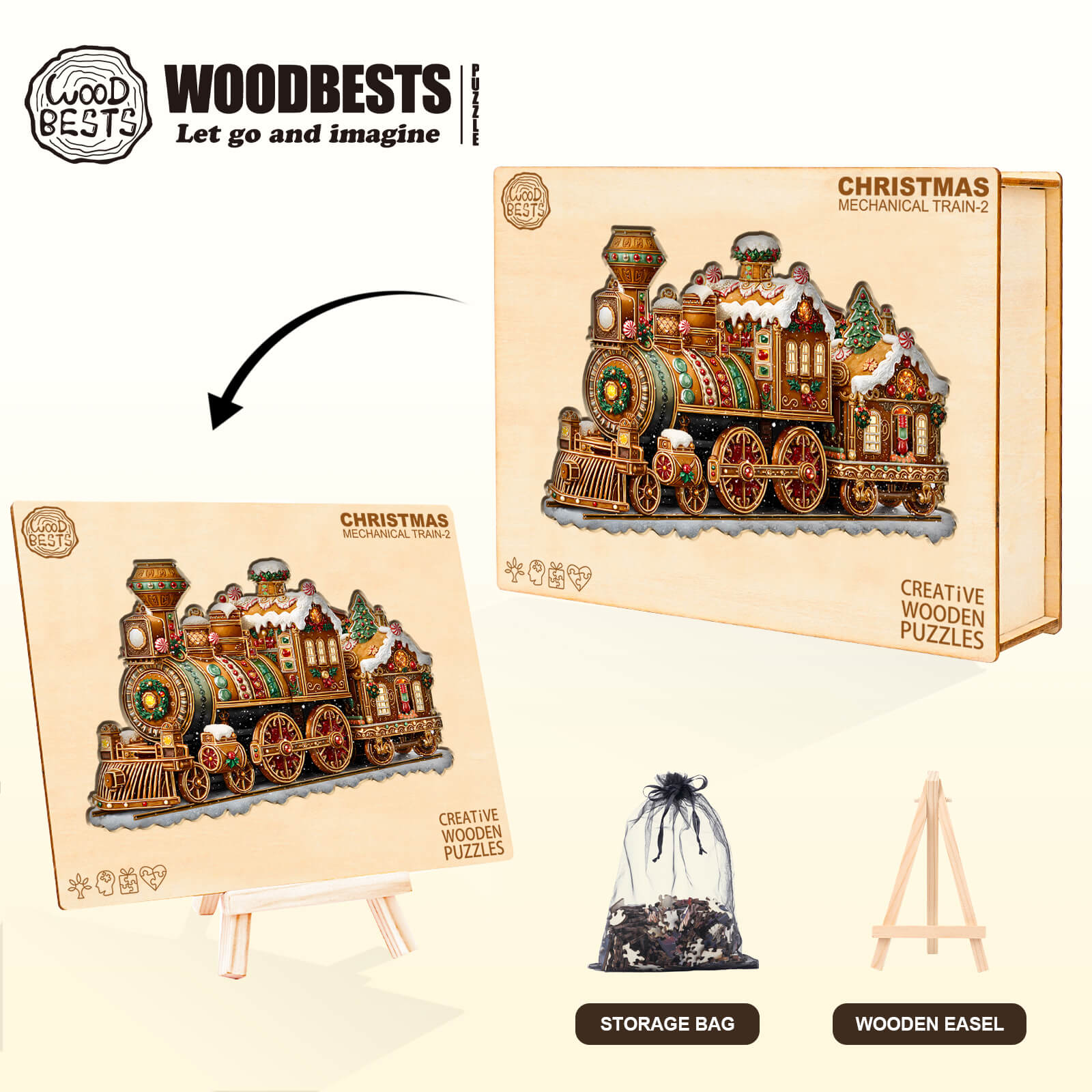 Christmas Mechanical Train-2 Wooden Jigsaw Puzzle