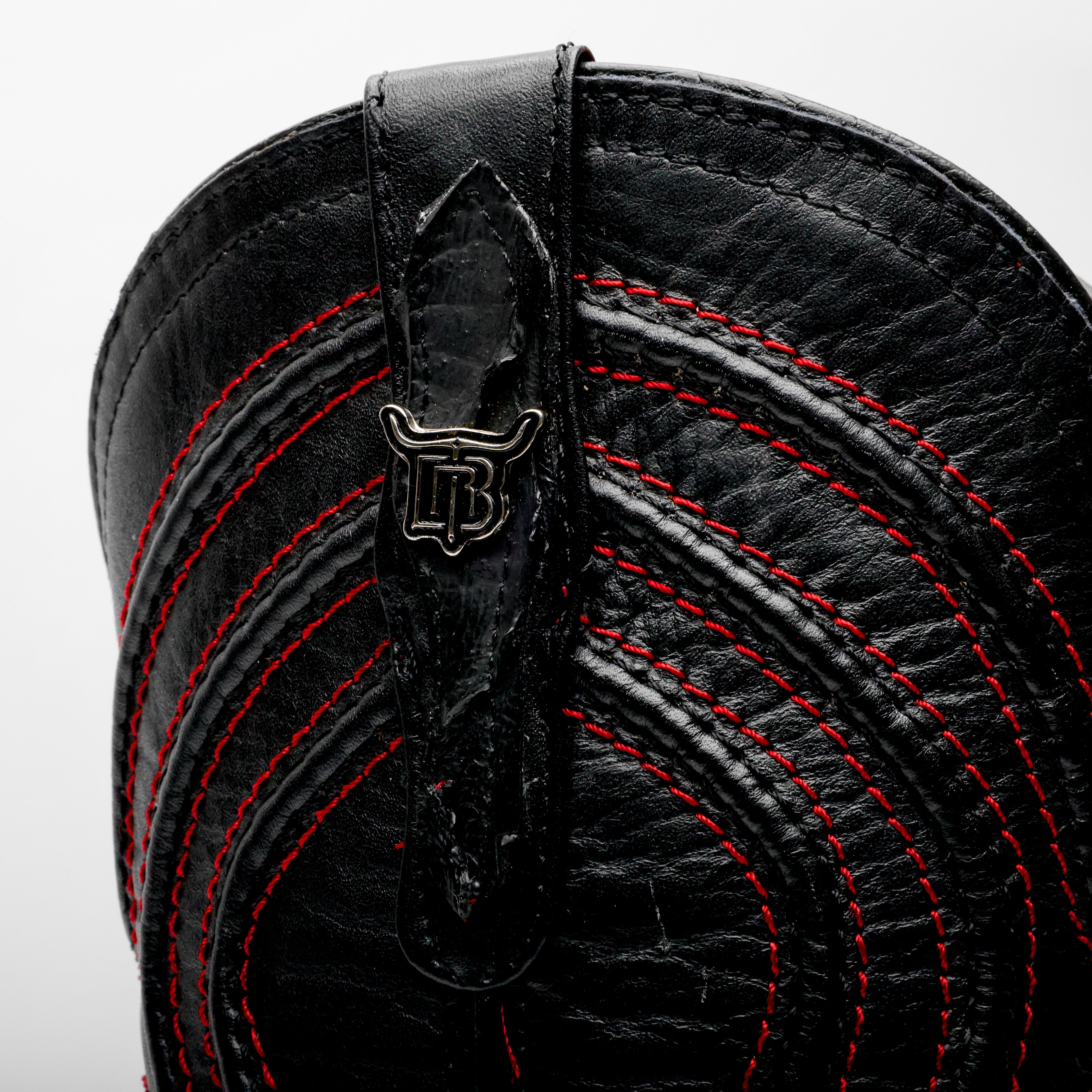 Matte Black Jumbo Python Leather Boots - Square Toe