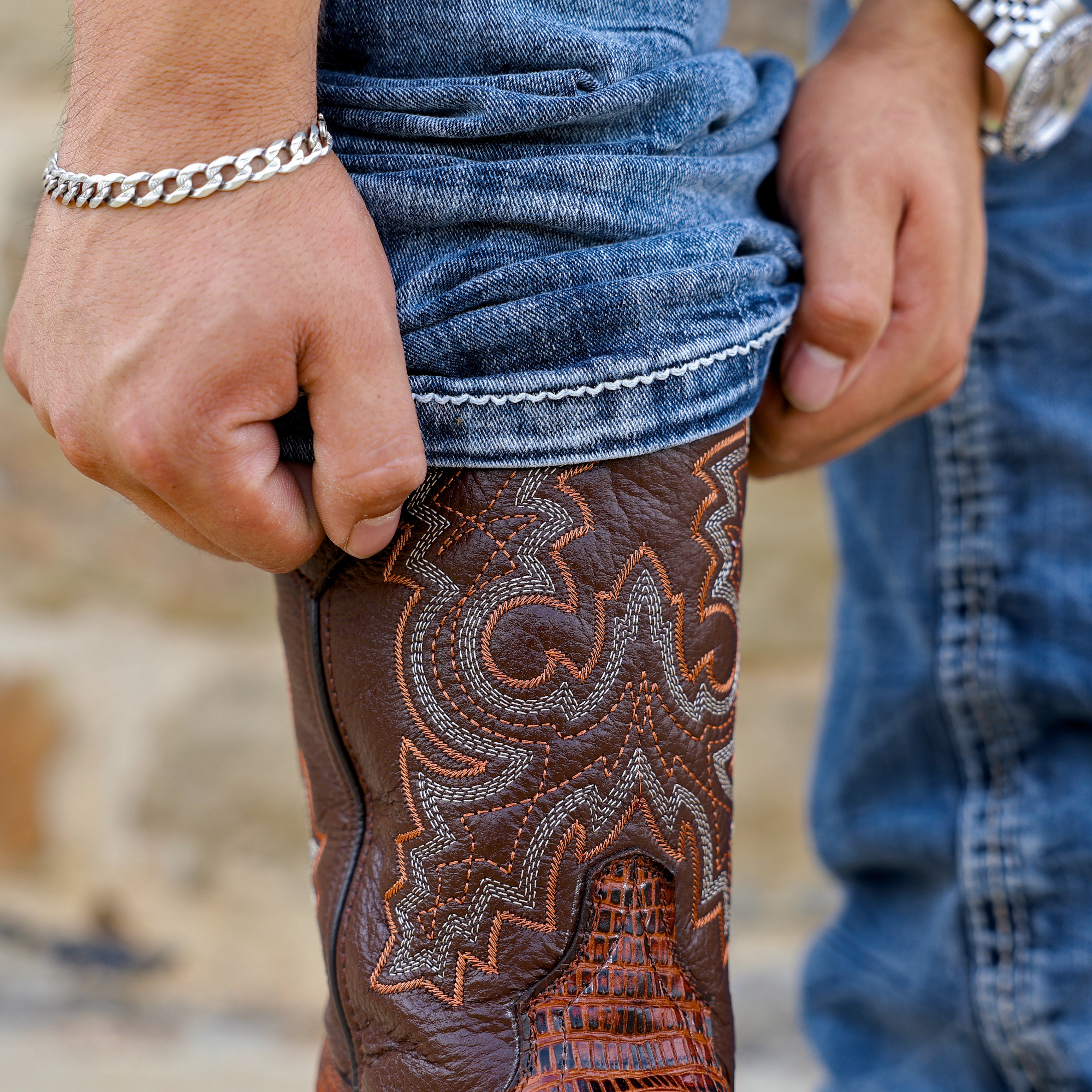 Cognac Lizard Leather Boots With 3D Lightweight Sole - Composite Toe