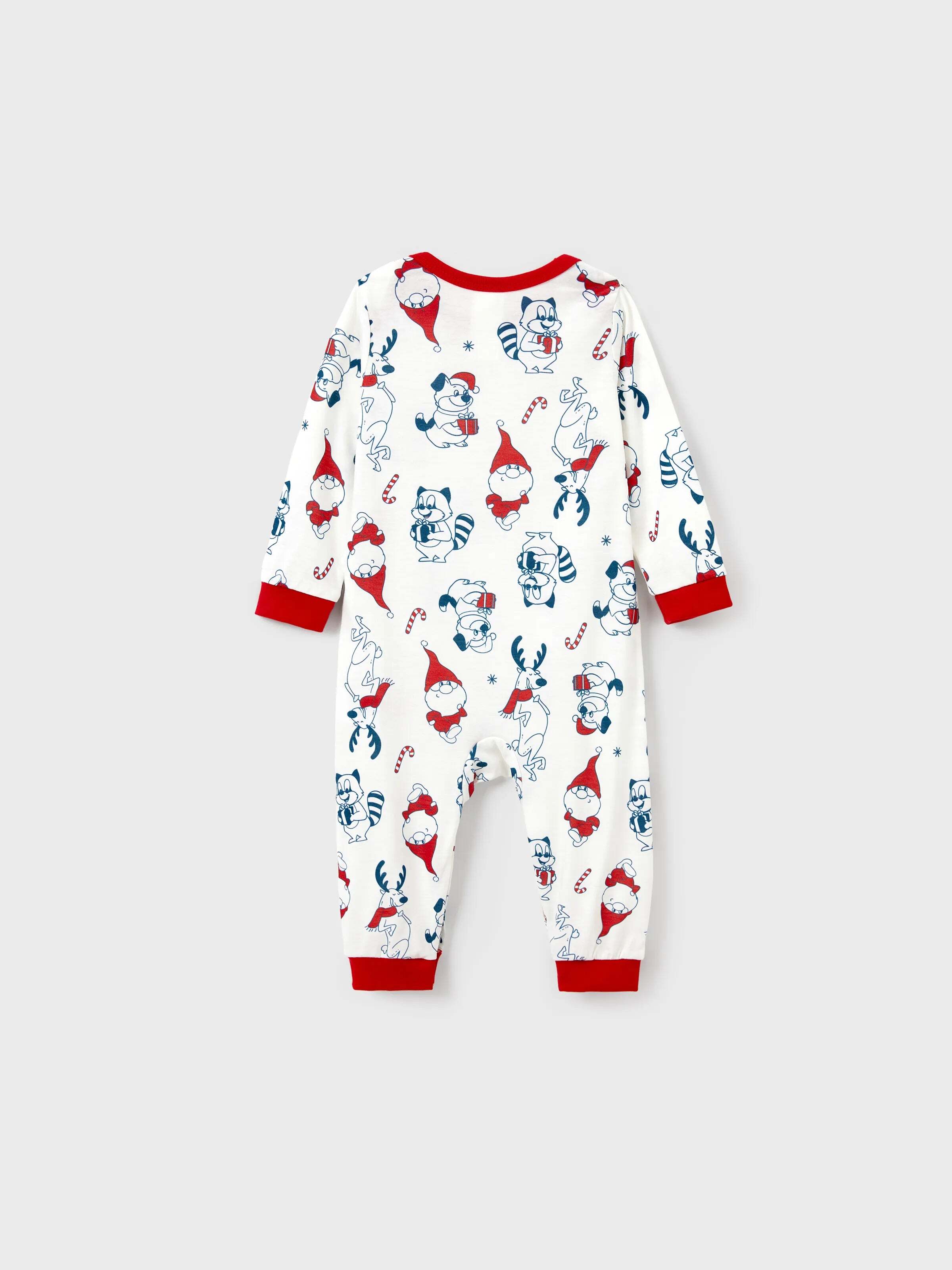 Christmas Matching Family Pajamas Set Santa Claus and Dogs Print PJS with Christmas Socks White