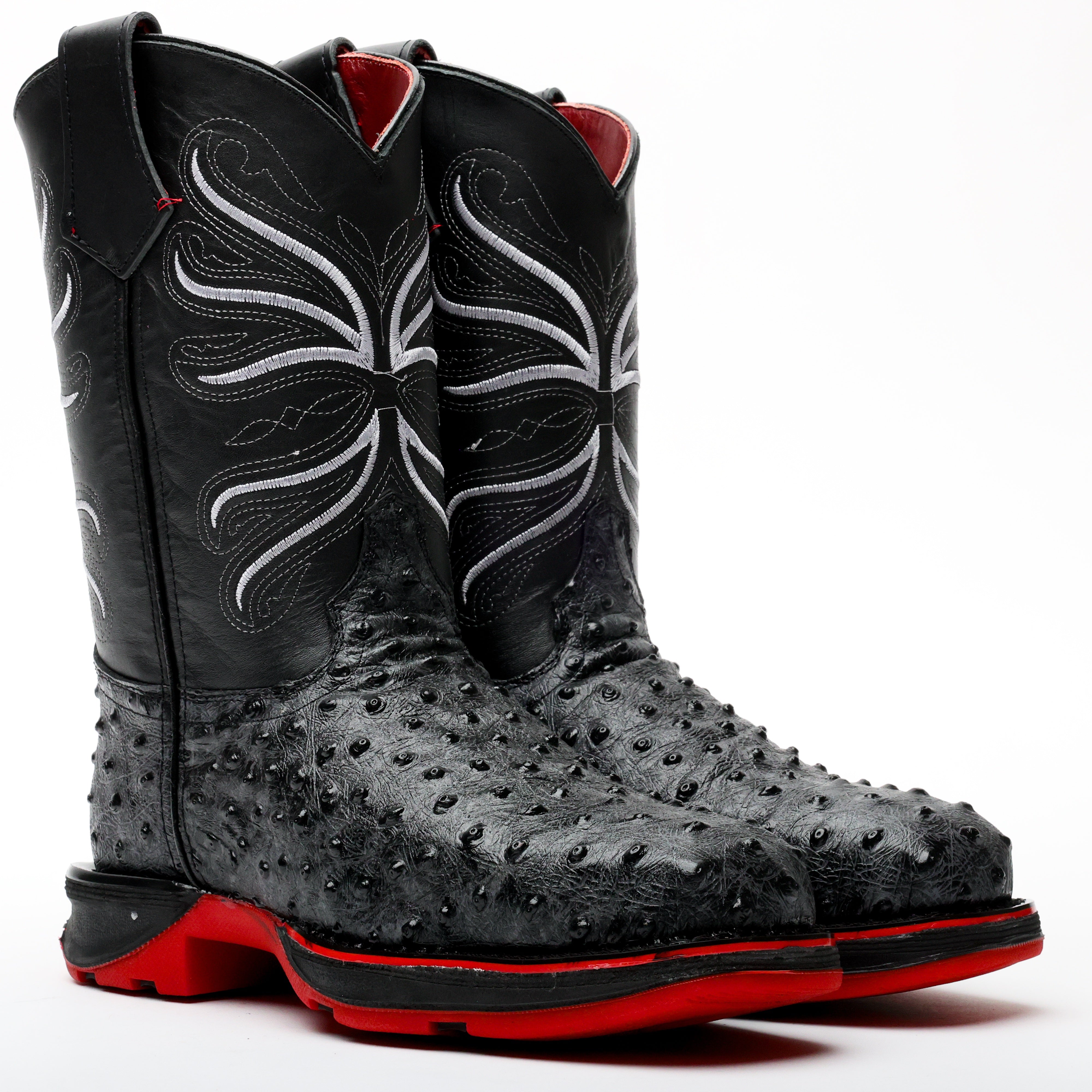 Grey Ostrich Leather Boots With 3D Lightweight Sole - Composite Toe