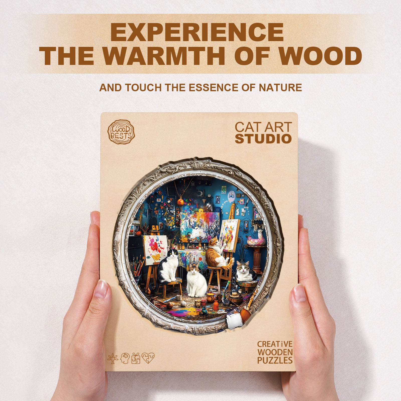 Cat Art Studio Wooden Jigsaw Puzzle